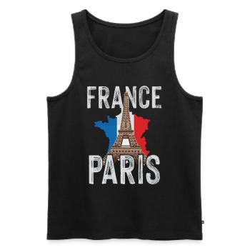 France Paris Tour Eiffel Français - Débardeur bio Premium Homme - noir - Devant - Michal (187cm)