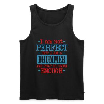 Drummer Drummer Drummer Musicien - Débardeur bio Premium Homme - noir - Devant - AI Model Male 178 light (178cm)