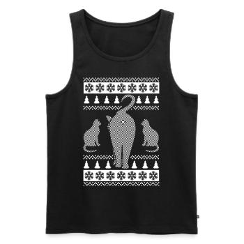 UGLY CHRISTMAS Cat Gift Cats Ass for Cat Owner - Men's Premium Organic Tank Top - black - Front - AI Model Male 178 light (178cm)