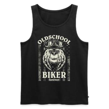 Old School Biker Forever I Motorrad Grizzly Bär - Männer Premium Bio Tank Top - Schwarz - Vorne - Michal (187cm)