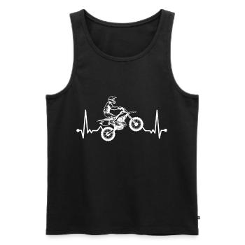 Moto heartbeat motocross biker vélo - Débardeur bio Premium Homme - noir - Devant - Michal (187cm)