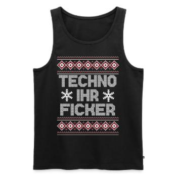 Ugly Christmas Sweater Techno Weihnachten - Männer Premium Bio Tank Top - Schwarz - Vorne - Michal (187cm)