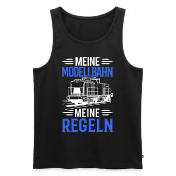 Meine Modellbahn Meine Regeln Modelleisenbahn Mode - Männer Premium Bio Tank Top - Schwarz - Vorne - Michal (187cm)