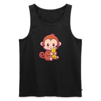 Baby monkey banana cute monkey - Men's Premium Organic Tank Top - black - Front - AI Model Male 178 light (178cm)