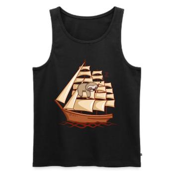 Drôle paresseux cadeau de voile pour les marins - Débardeur bio Premium Homme - noir - Devant - Michal (187cm)