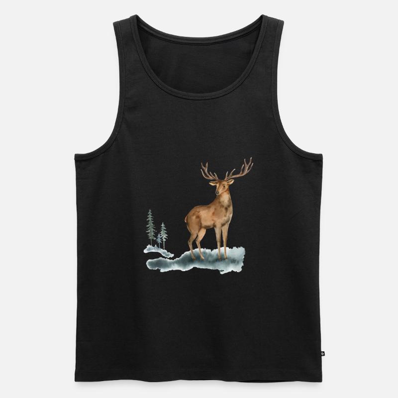 Hirsch Kunst Wald Schwarzwald - Männer Premium Bio Tank Top - Schwarz