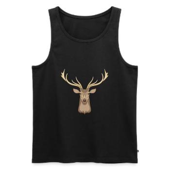 Hirsch Waldtier Hirschgeweih Jäger - Männer Premium Bio Tank Top - Schwarz - Vorne - AI Model Male 178 light (178cm)