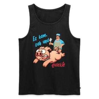 Schwein Metzger Es kam sah und quiekte Schlachten - Männer Premium Bio Tank Top - Schwarz - Vorne - Michal (187cm)