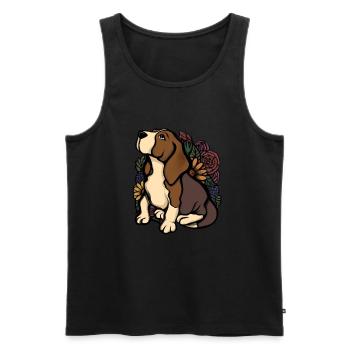 beagle floral - Débardeur bio Premium Homme - noir - Devant - Michal (187cm)