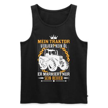 Mein Traktor verliert kein Öl Traktorfahrer Bauer - Männer Premium Bio Tank Top - Schwarz - Vorne - Michal (187cm)