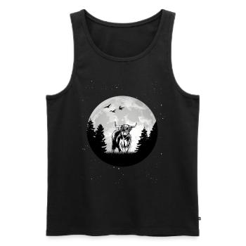 Highland Cattle Moon Cow Cattle Farmer Gift - Men's Premium Organic Tank Top - black - Front - AI Model Male 178 light (178cm)