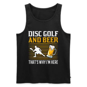 Disc golf et bière Voilà pourquoi je suis ici Disc golf - Débardeur bio Premium Homme - noir - Devant - Michal (187cm)