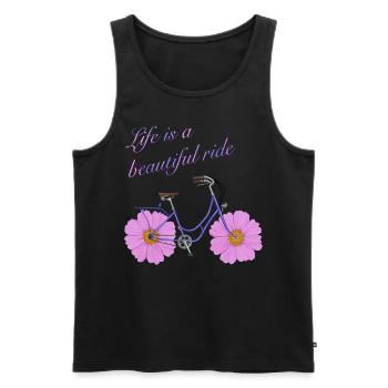 Bike with Flowers - Life is a beautiful ride - Débardeur bio Premium Homme - noir - Devant - Michal (187cm)