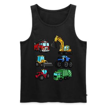 Excavator fire engine tractor vehicles kids gift - Men's Premium Organic Tank Top - black - Front - AI Model Male 178 light (178cm)