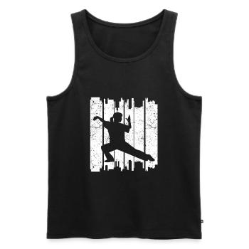 Tai Chi shadow boxing female athlete martial arts - Men's Premium Organic Tank Top - black - Front - AI Model Male 178 light (178cm)