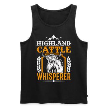 Highland Cattle Whisperer vache éleveur de bovins - Débardeur bio Premium Homme - noir - Devant - Michal (187cm)