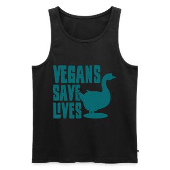 VEGETARIAN gift animal rights activists for vegans - Men's Premium Organic Tank Top - black - Front - AI Model Male 178 light (178cm)