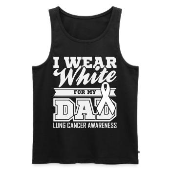 I WEAR WHITE Lung Cancer Gift White Ribbon - Men's Premium Organic Tank Top - black - Front - Michal (187cm)