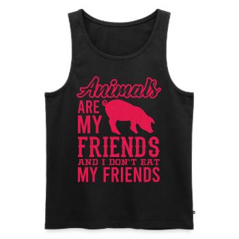 VEGETARIAN gift animal rights activists for vegans ANIMALS - Men's Premium Organic Tank Top - black - Front - AI Model Male 178 light (178cm)