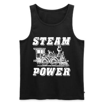 Eisenbahn Dampflok Lokomotive Schaffner - Männer Premium Bio Tank Top - Schwarz - Vorne - AI Model Male 178 light (178cm)