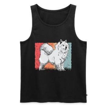 Samoyed vintage sled dog Samoyed - Men's Premium Organic Tank Top - black - Front - AI Model Male 178 light (178cm)