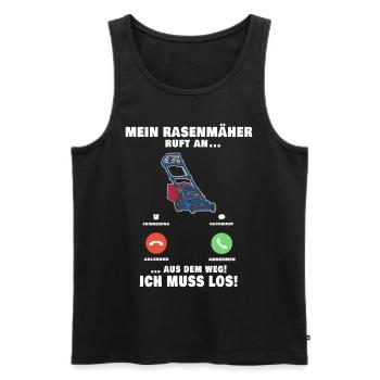 Rasenmäher Telefonanruf Gärtner Gartenarbeit - Männer Premium Bio Tank Top - Schwarz - Vorne - Michal (187cm)