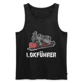 Eisenbahn Lokführer Schaffner Lok Dampflok - Männer Premium Bio Tank Top - Schwarz - Vorne - AI Model Male 178 light (178cm)