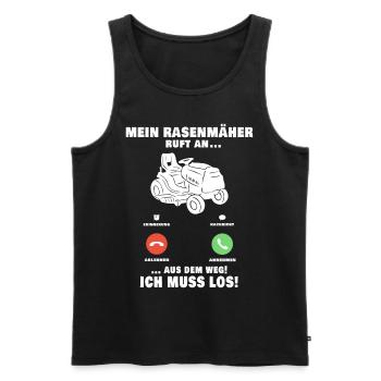 Rasenmäher Telefonanruf Gärtner Gartenarbeit - Männer Premium Bio Tank Top - Schwarz - Vorne - Michal (187cm)