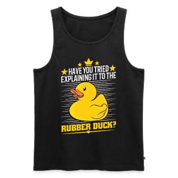 Developer Programmer Programming Duck - Men's Premium Organic Tank Top - black - Front - AI Model Male 178 light (178cm)