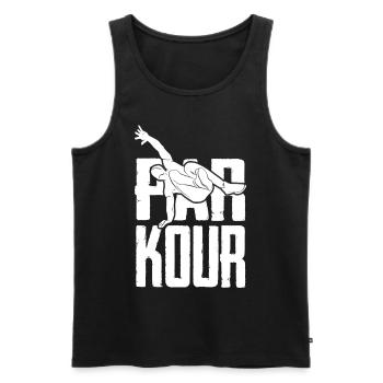 Parkour culture corporelle Outdoor Workout - Débardeur bio Premium Homme - noir - Devant - AI Model Male 178 light (178cm)