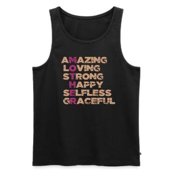AMAZING LOVING STRONG HAPPY SELFLESS GRACEFUL - Débardeur bio Premium Homme - noir - Devant - Michal (187cm)