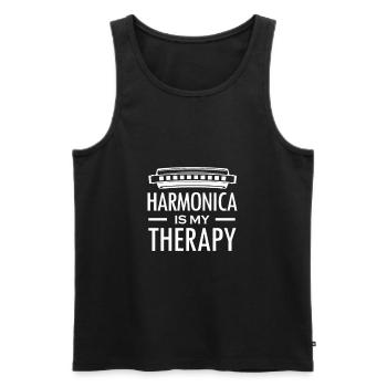 Harmonika Mundharmonika Musiker Therapie - Männer Premium Bio Tank Top - Schwarz - Vorne - AI Model Male 178 light (178cm)