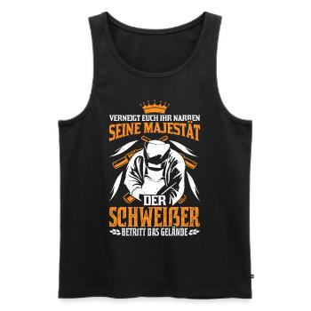 Schweißer Majestät Schweißermaske Schweisser König - Männer Premium Bio Tank Top - Schwarz - Vorne - Michal (187cm)