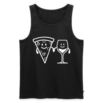 PIZZA AND WINE Pizza Funny Pizza Lovers - Men's Premium Organic Tank Top - black - Front - Michal (187cm)