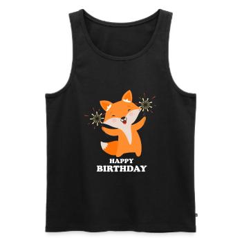 Bébé renard anniversaire famille renard - Débardeur bio Premium Homme - noir - Devant - Michal (187cm)
