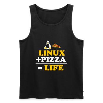 Linux and Pizza Geek Life Nerd Sky - Men's Premium Organic Tank Top - black - Front - AI Model Male 178 light (178cm)