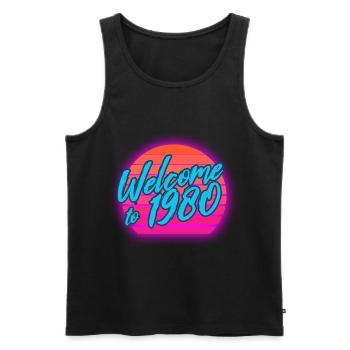 80s Vintage 80s Outfir 80s Retro 80s - Men's Premium Organic Tank Top - black - Front - AI Model Male 178 light (178cm)