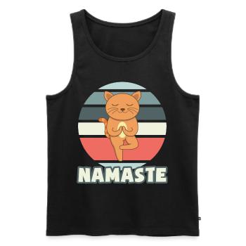 NAMASTE Yoga Cat Cat Owner Yoga Teacher - Men's Premium Organic Tank Top - black - Front - AI Model Male 178 light (178cm)