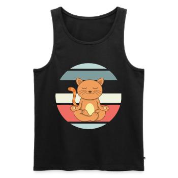 Namaste Meditating Cat Yoga Cat - Men's Premium Organic Tank Top - black - Front - AI Model Male 178 light (178cm)