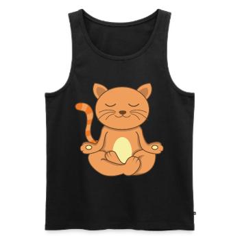 Namaste Meditating Cat Yoga Cat - Men's Premium Organic Tank Top - black - Front - AI Model Male 178 light (178cm)