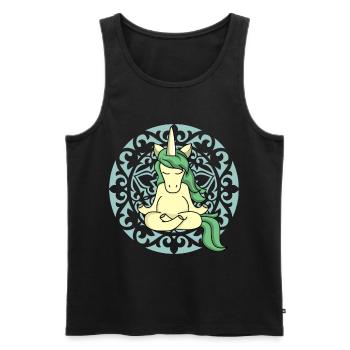 Licorne Mandala Yoga Licorne Yoga Fan Professeur de yoga - Débardeur bio Premium Homme - noir - Devant - AI Model Male 178 light (178cm)