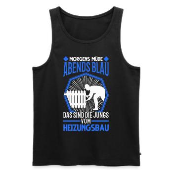 Morgens Müde Abends blau Heizungsbau Heizungsbauer - Männer Premium Bio Tank Top - Schwarz - Vorne - Michal (187cm)