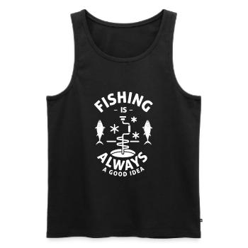 Pêche à la pêche sur glace Pêche sur glace Poisson glace - Débardeur bio Premium Homme - noir - Devant - Michal (187cm)