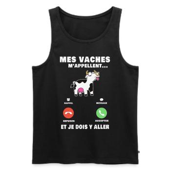 Mes vaches m'appellent Les vaches Bovins - Männer Premium Bio Tank Top - Schwarz - Vorne - AI Model Male 178 light (178cm)