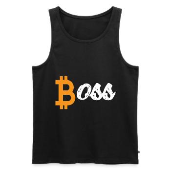 Bitcoin Boss Cryptomonnaie Trading BTC - Débardeur bio Premium Homme - noir - Devant - AI Model Male 178 light (178cm)