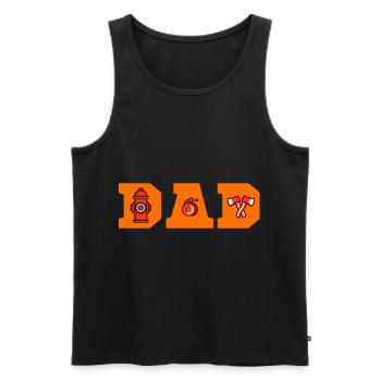 PAPA POMPIER PAPA Fête des Pères Pompier - Débardeur bio Premium Homme - noir - Devant - AI Model Male 178 light (178cm)