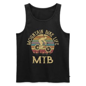 MOUNTAIN BIKE LIFE Mountain Biker Mountain Bike MTB - Men's Premium Organic Tank Top - black - Front - Michal (187cm)