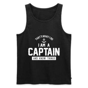 Captain Nautical Ship Anchor Boatman - Men's Premium Organic Tank Top - black - Front - Michal (187cm)