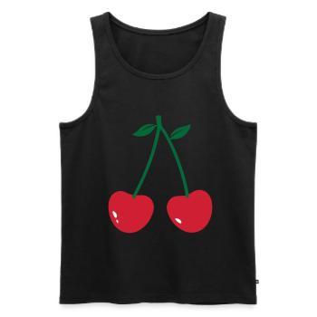 Kirsche - Männer Premium Bio Tank Top - Schwarz - Vorne - AI Model Male 178 light (178cm)