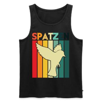 Spatzen Retro Vögel Vogelliebe Vogelkunde - Männer Premium Bio Tank Top - Schwarz - Vorne - Michal (187cm)